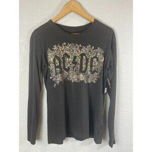 NWT Lucky Brand Women's  AC/DC Heavy Metal Faded Black L/S Shirt SZ s/m MSRP $49